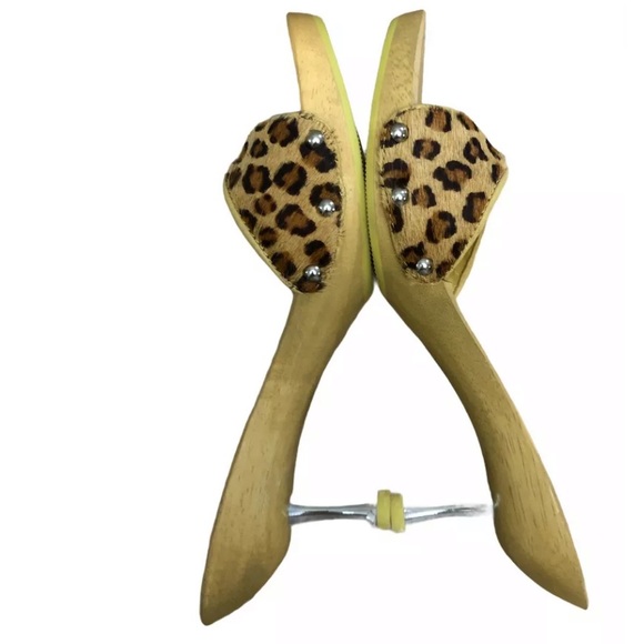 Pazzo Femme Women’s Retro Leather Wood Slide - Picture 12 of 13